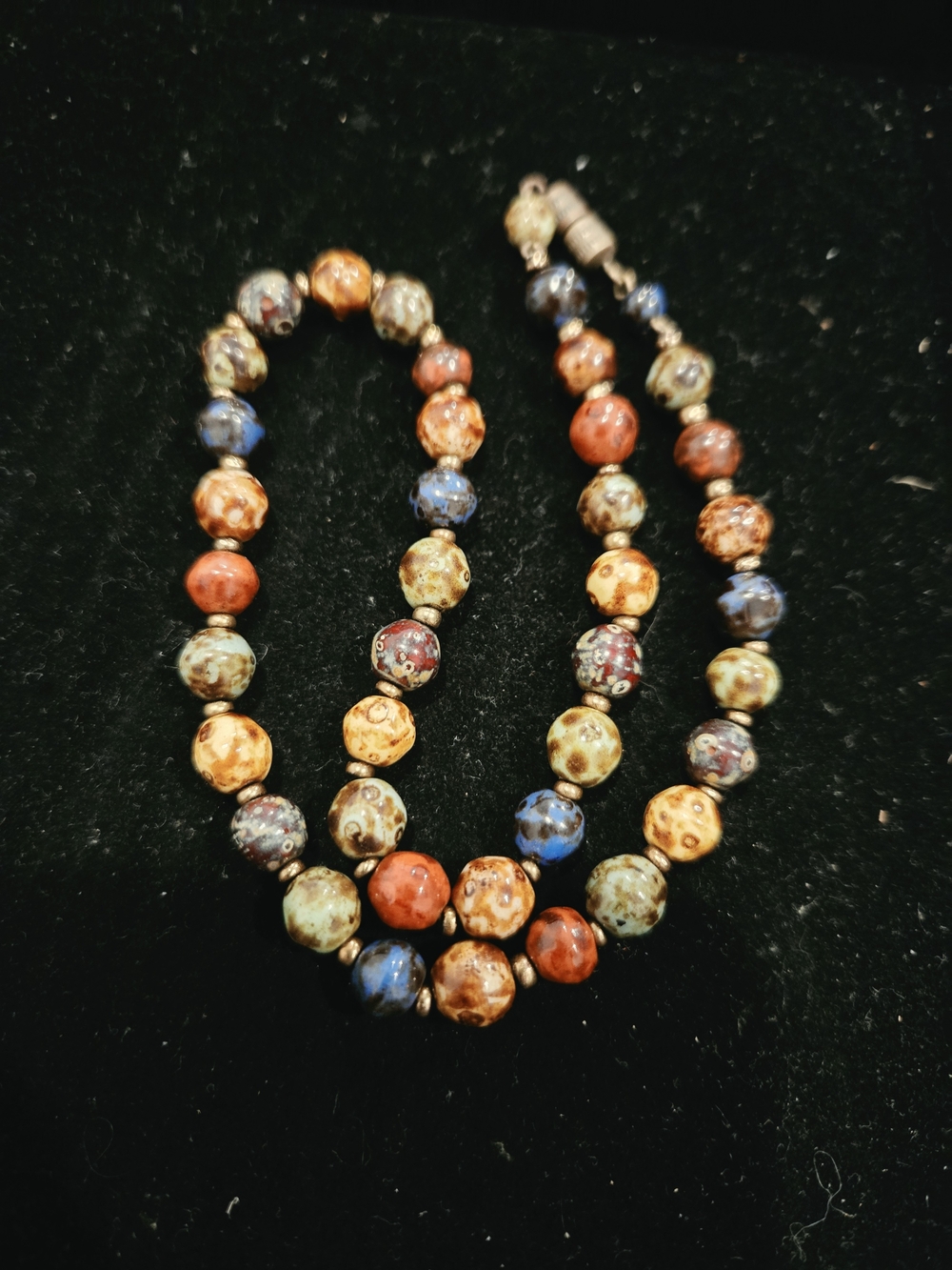 Vintage Scottish Style Art Glass Beaded Necklace 16"